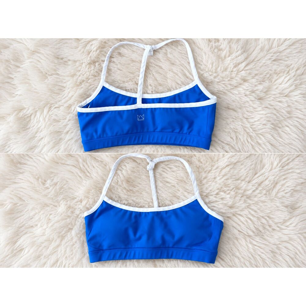 Royal Change Sports Bra Medium Blue White Sydney Cummings Strappy Workout Gym